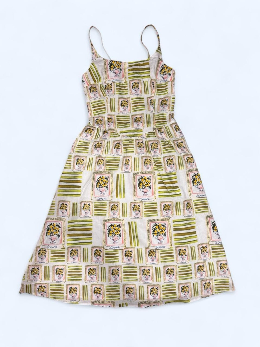NWOT CLC Corey Lynn Calter Cordelia Lemon Tile Print Midi Dress SZ L - Picture 2 of 8